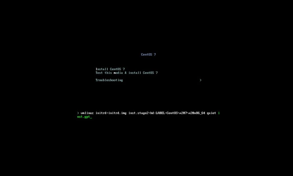 Install CentOS 7 on a GPT labeled disk